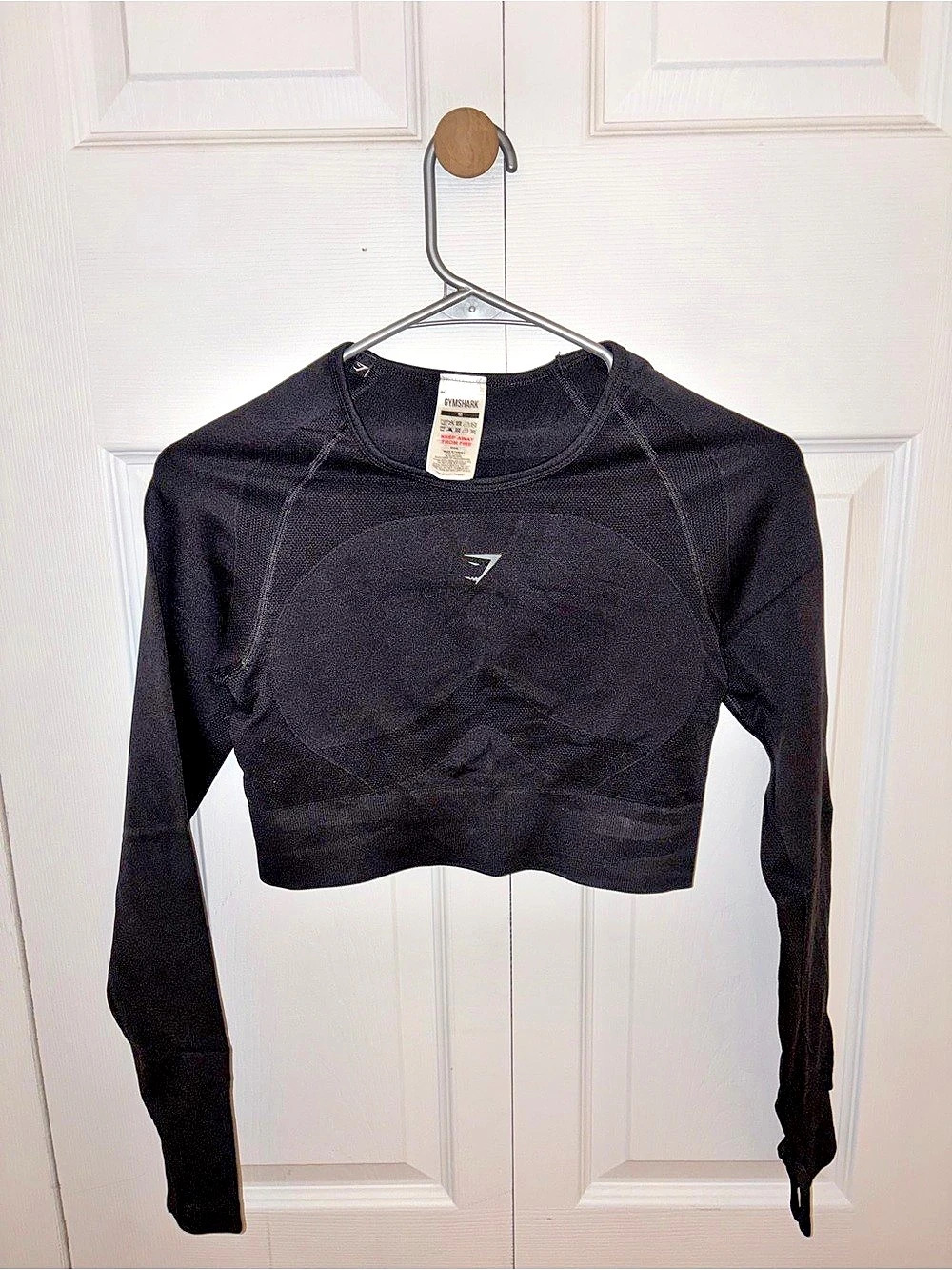 Crop top manches longues Gymshark Energy Seamless noir - Taille M